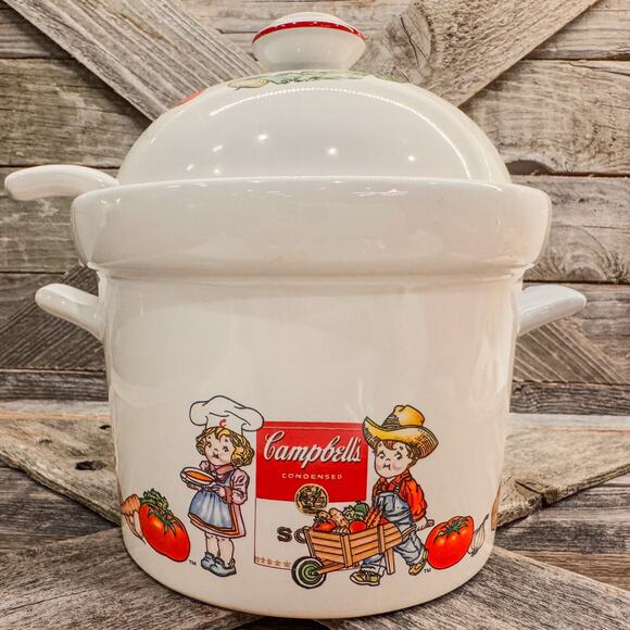 1996 Vintage Campbell's Soup Company Ceramic Soup Tureen w/ Lid and Ladle - Picture 1 of 7